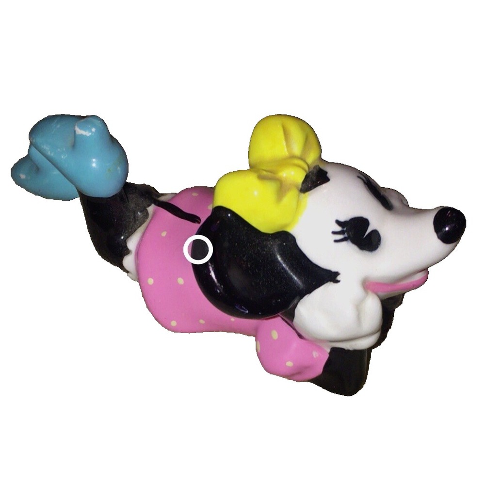 Old 50s Walt Disney  Minnie Mouse Figurine Japan Small Yellow Polka Dots Rare